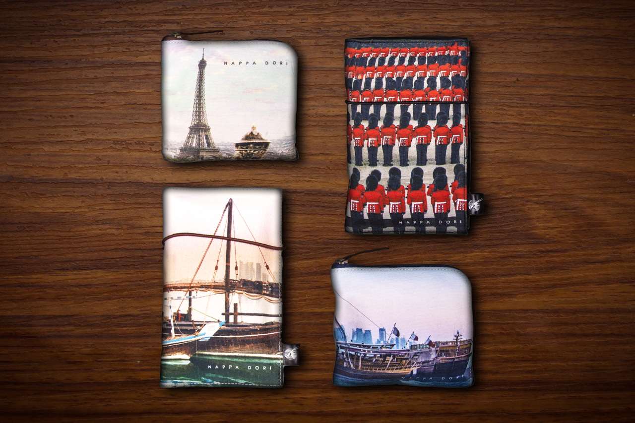 several wallets on a table