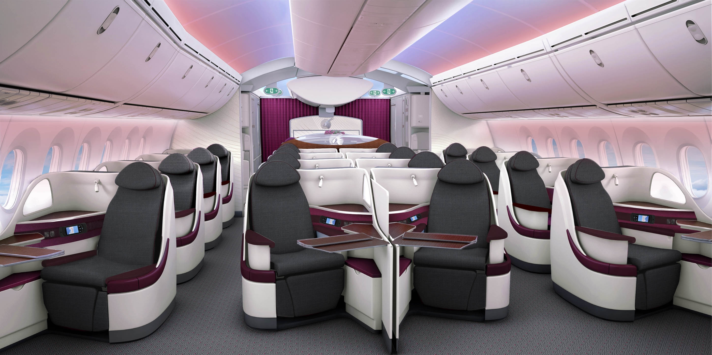 a plane with a table and chairs