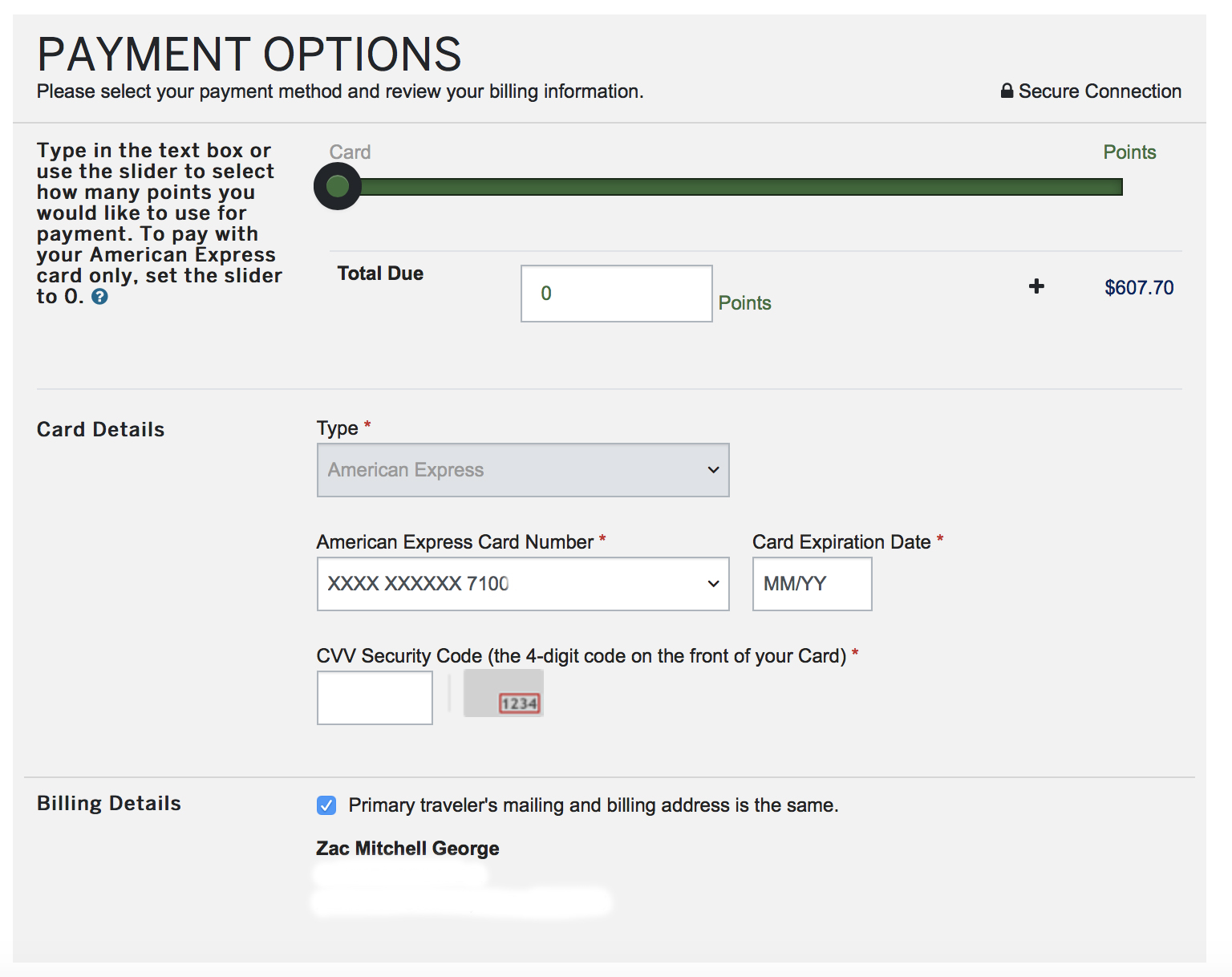 a screenshot of a credit card payment options