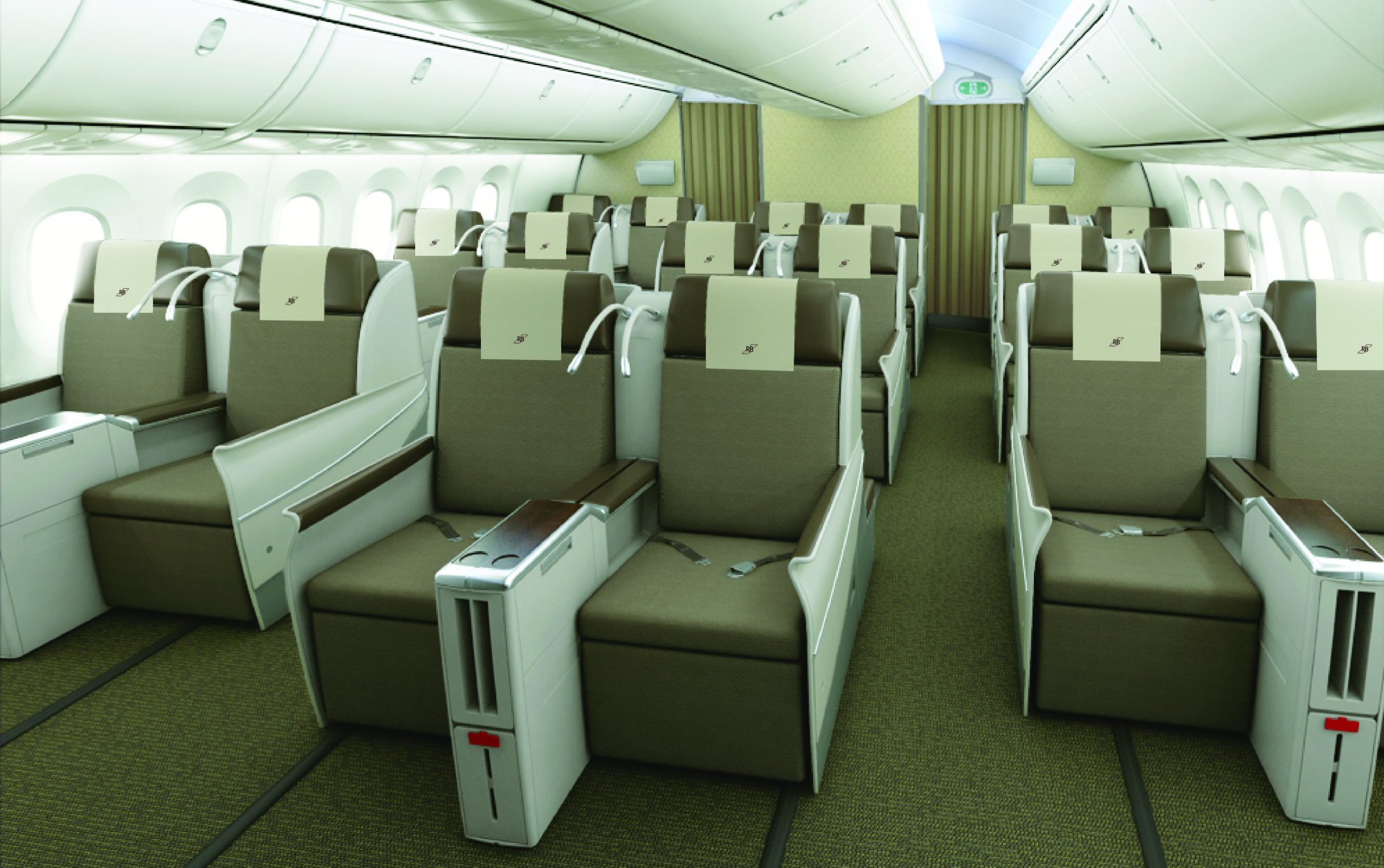 a plane with seats and windows