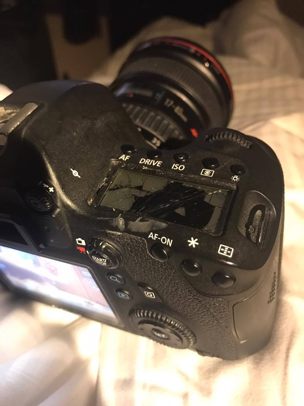 a camera with a broken screen