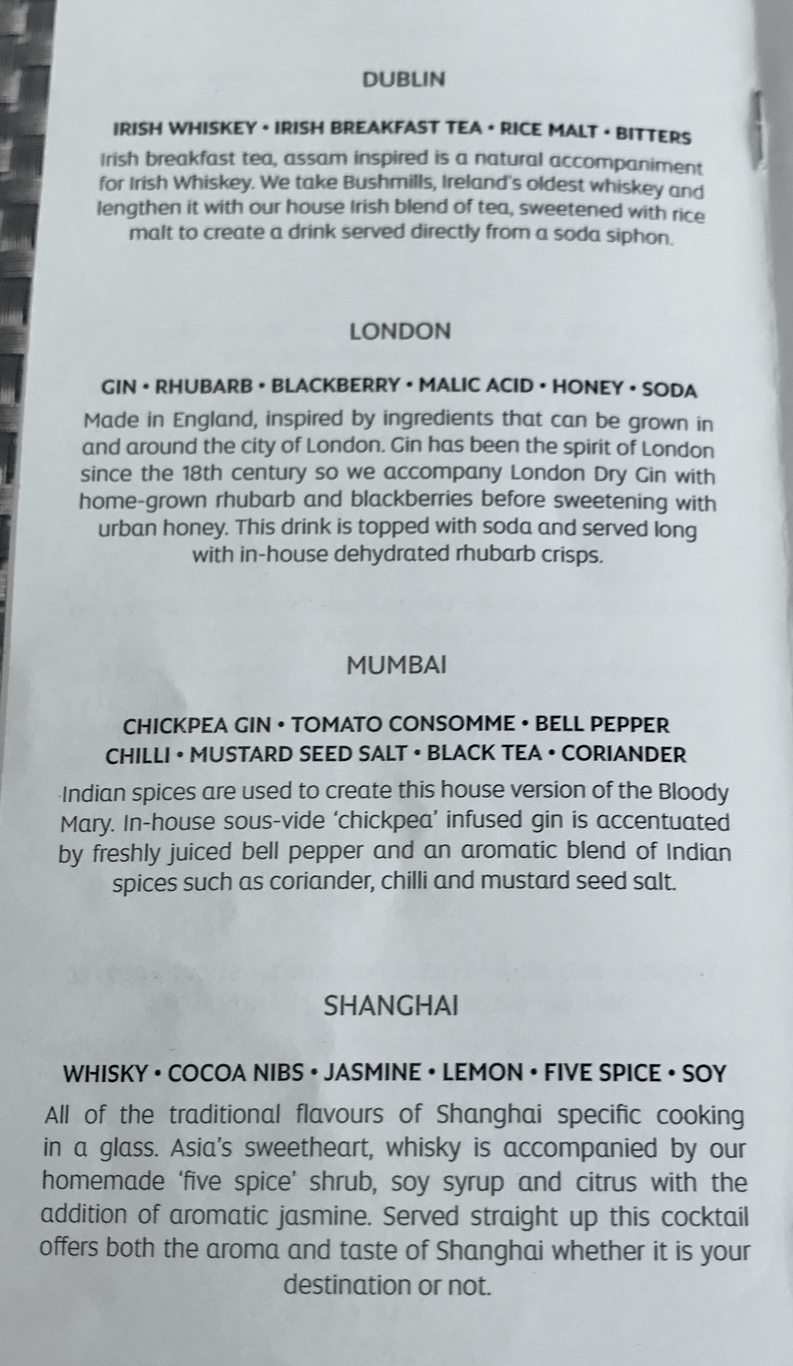 a menu with text on it