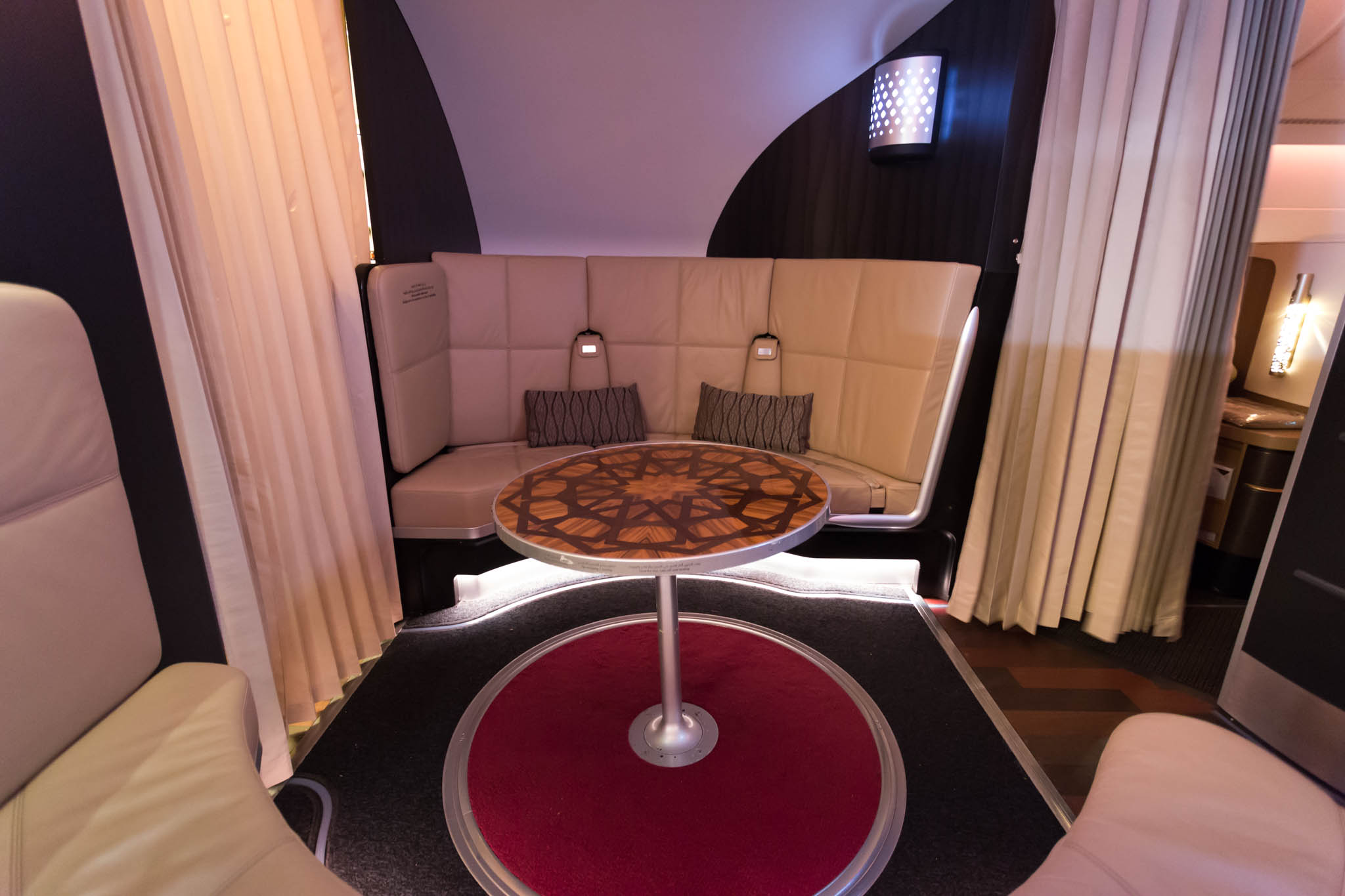 a round table in a room