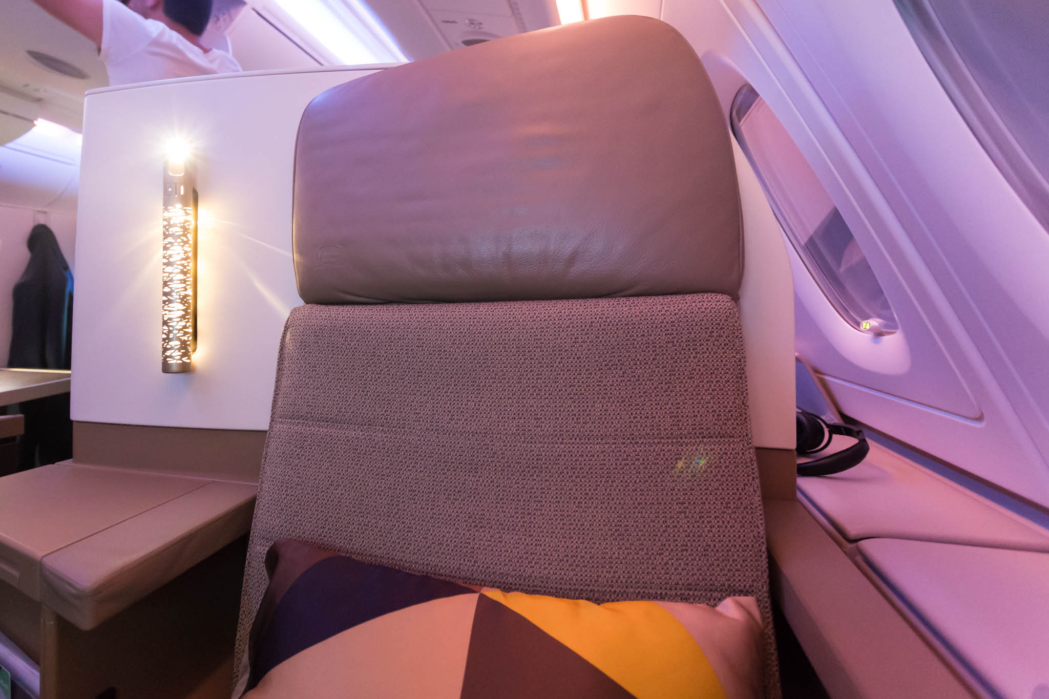 a seat in an airplane
