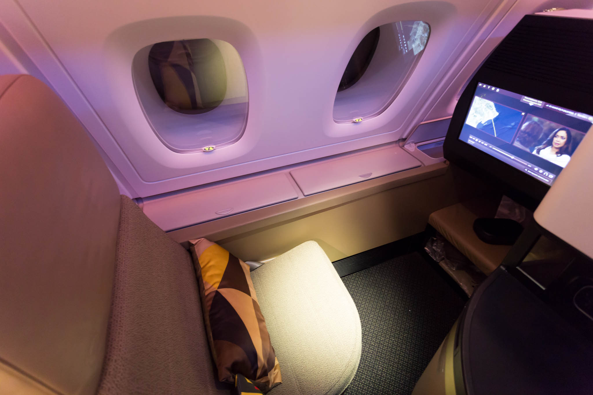 a seat in an airplane