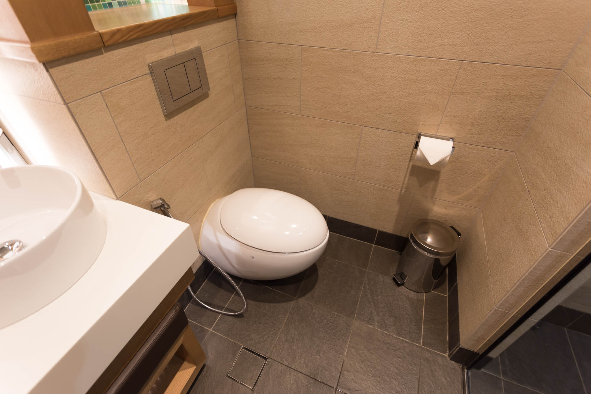 a toilet in a bathroom