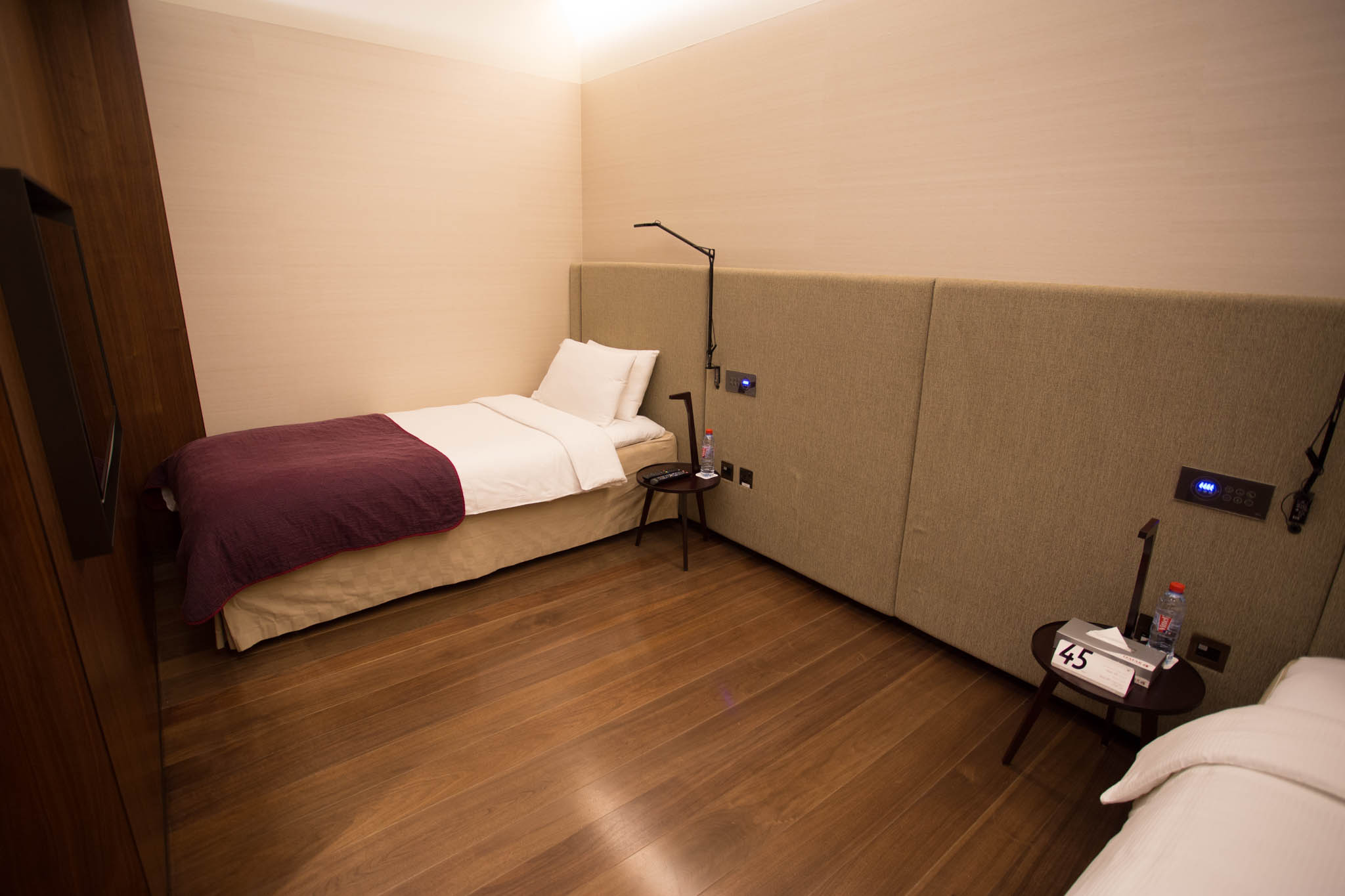 a bed in a room