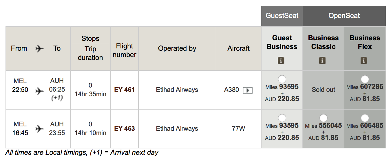 a screenshot of a flight schedule