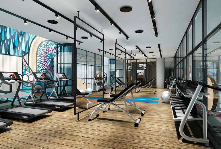 a gym with exercise equipment