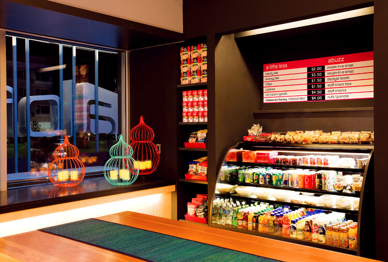 a display of food and drinks in a store