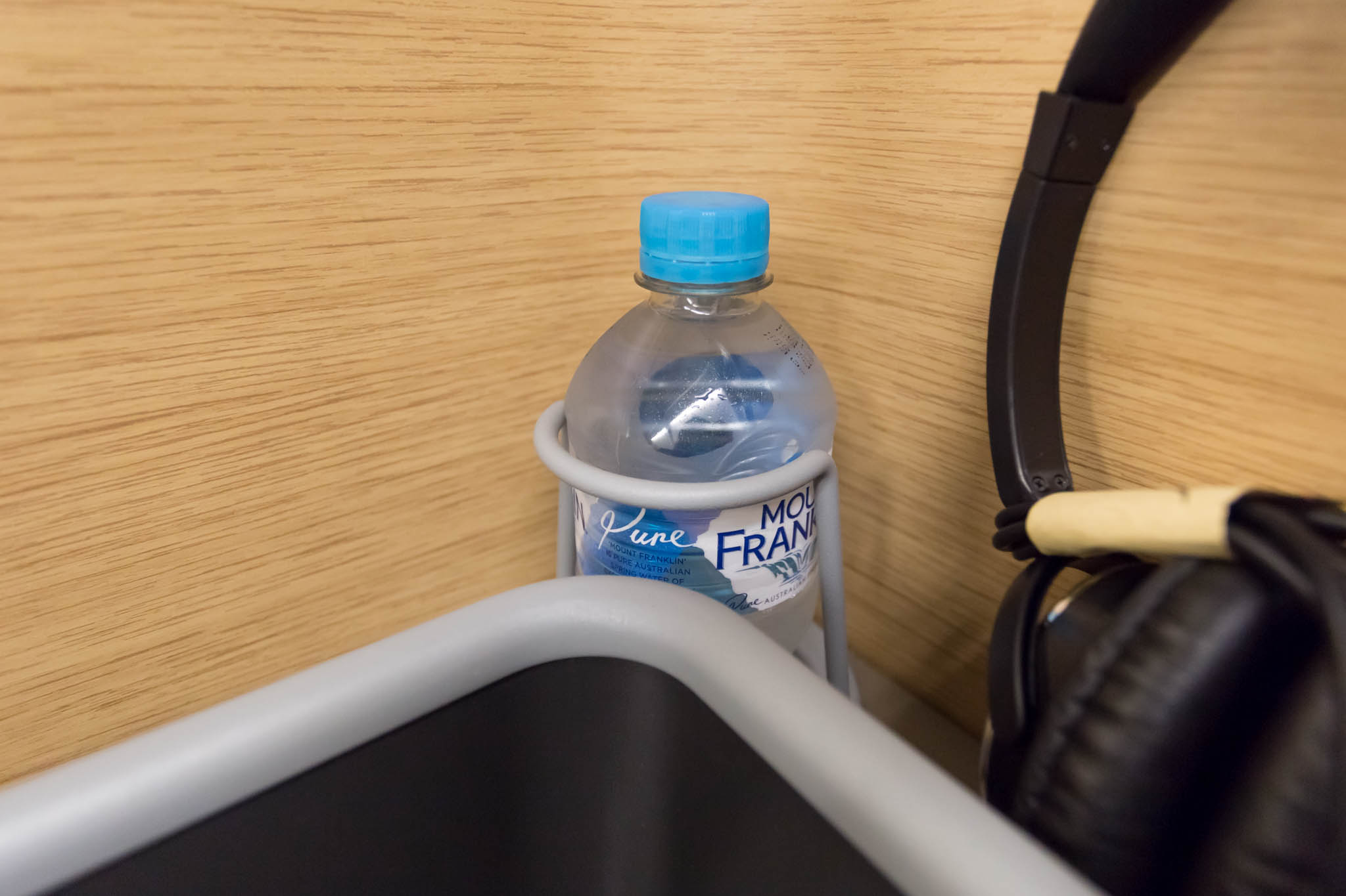 a water bottle on a stand
