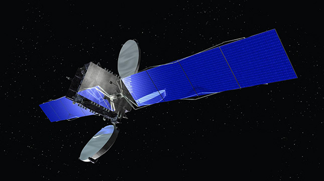 a satellite in space with a satellite antenna