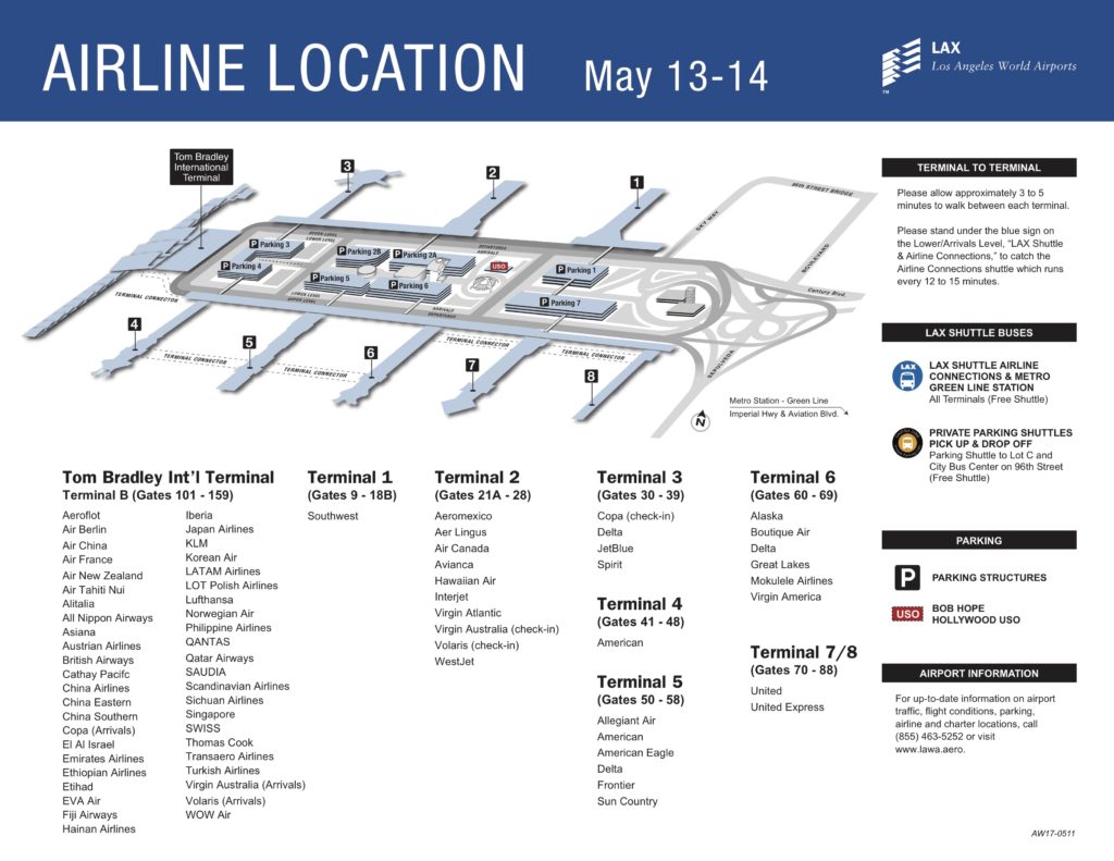 LAX Airline Location Map - Points From The Pacific