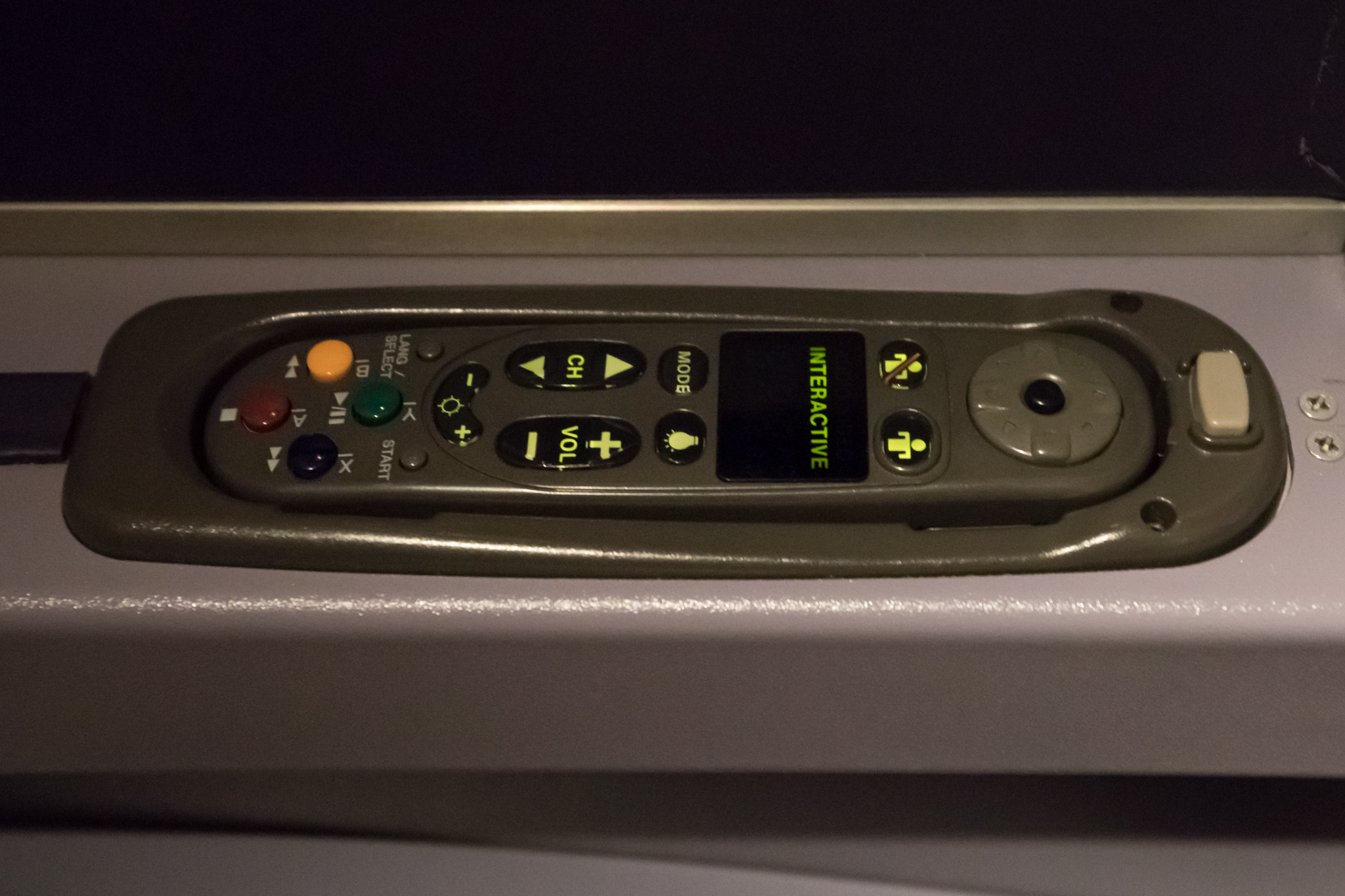 a remote control on a plane