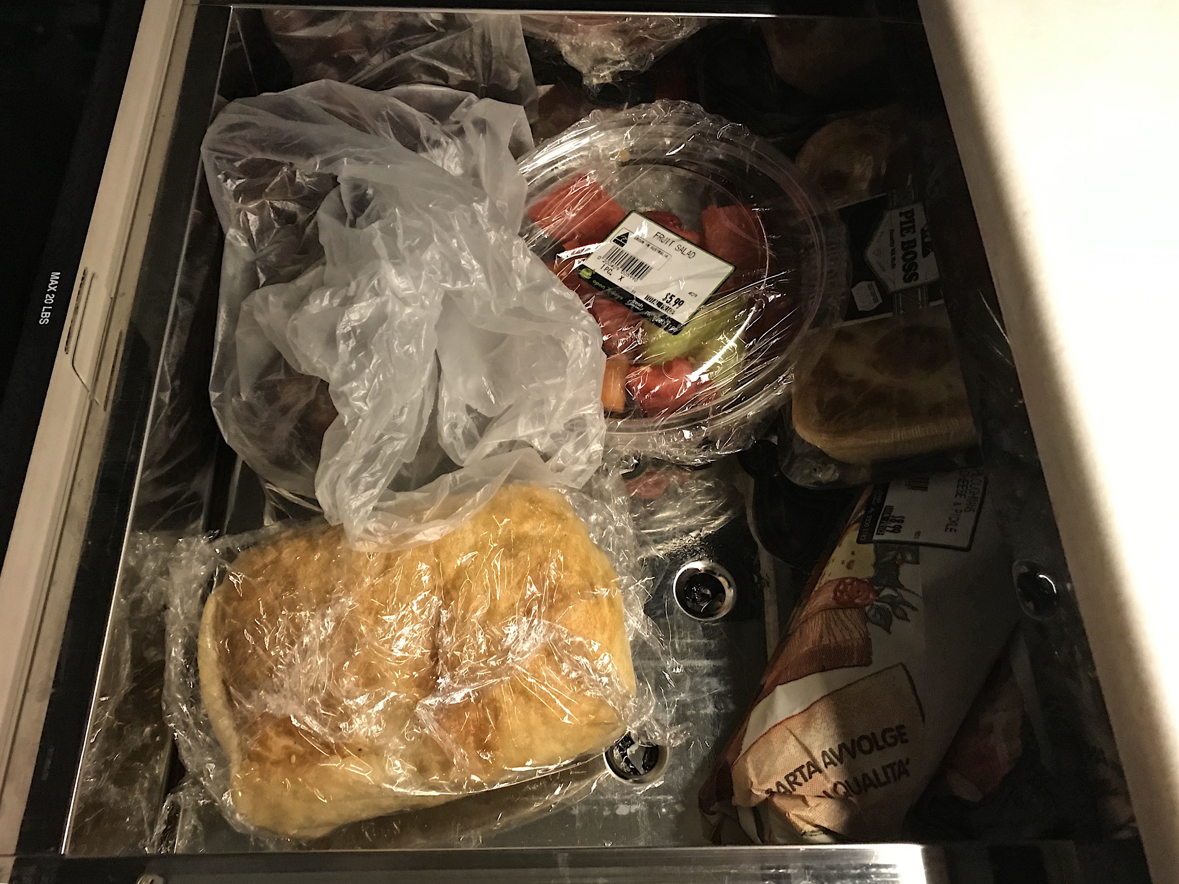 food inside of a refrigerator