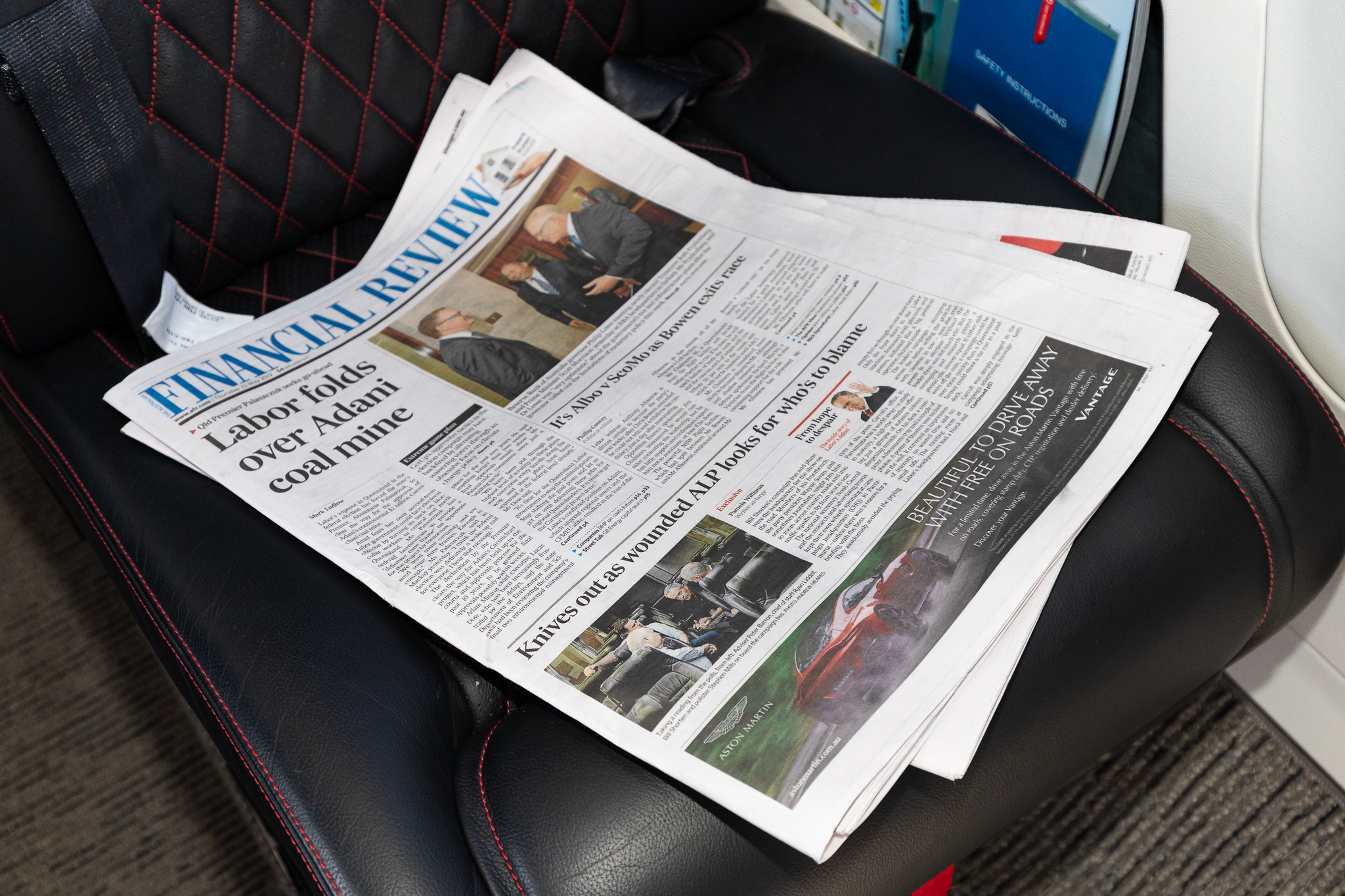 a newspaper on a chair