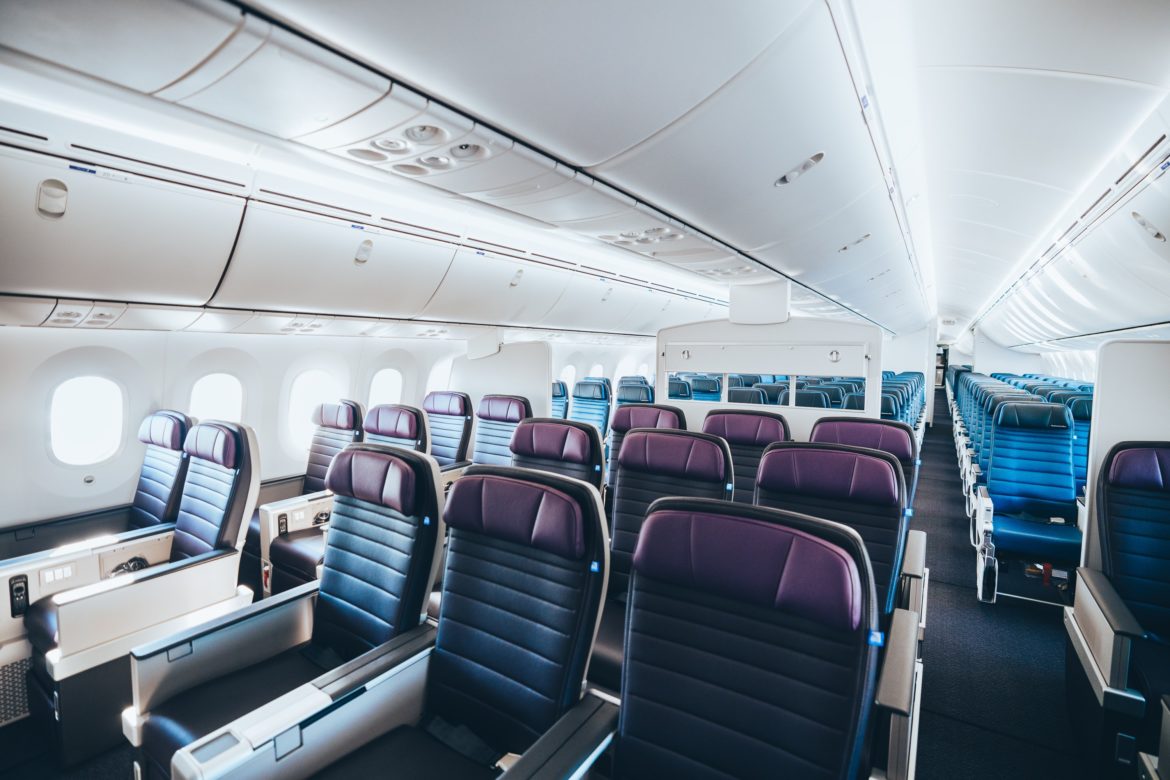 an airplane with seats and windows