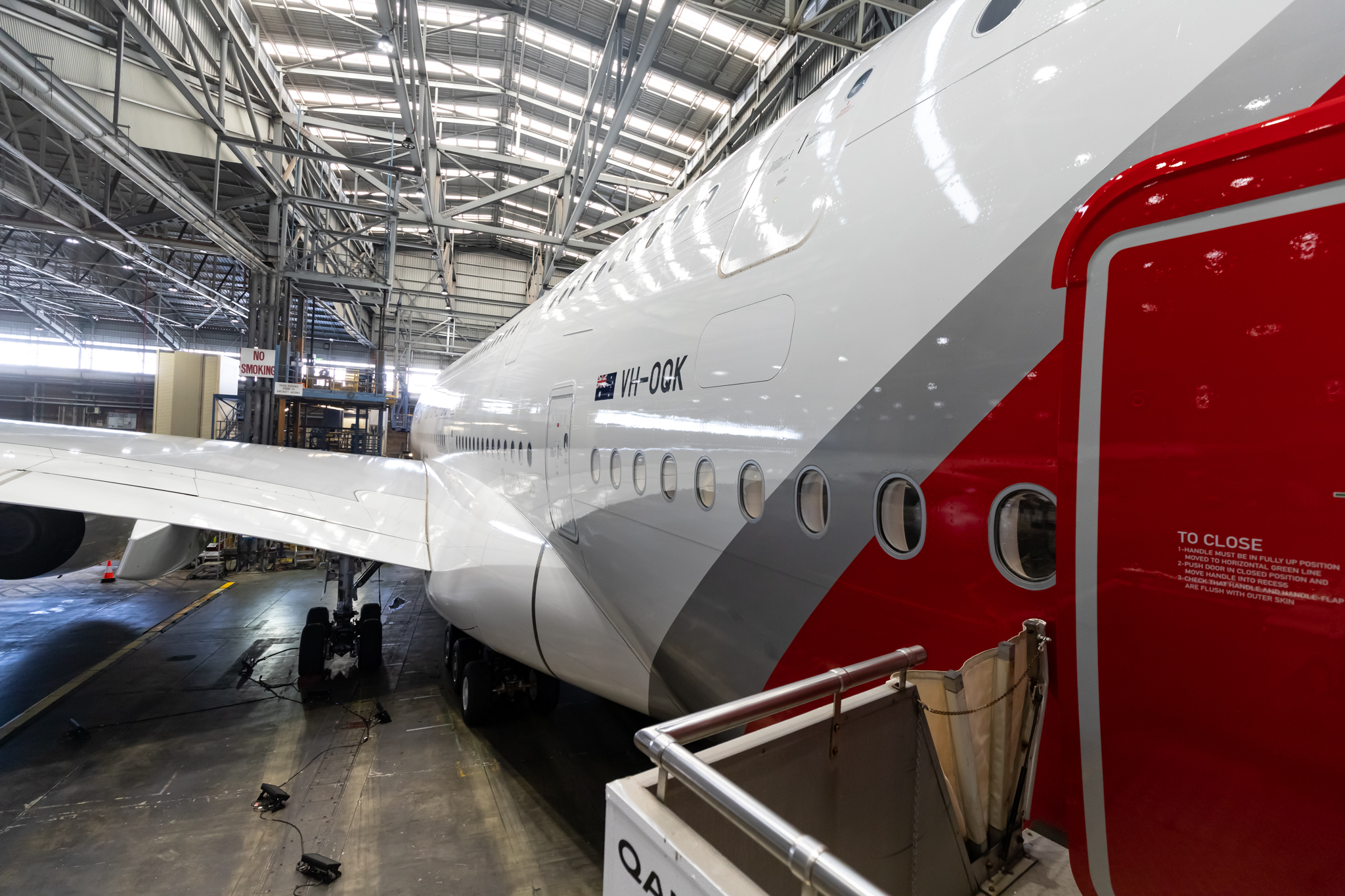 an airplane in a hangar