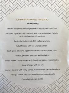 a menu on a paper