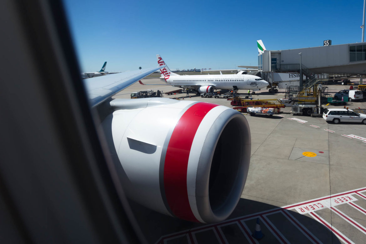 a plane engine on the ground