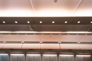 a ceiling with lights and air vents