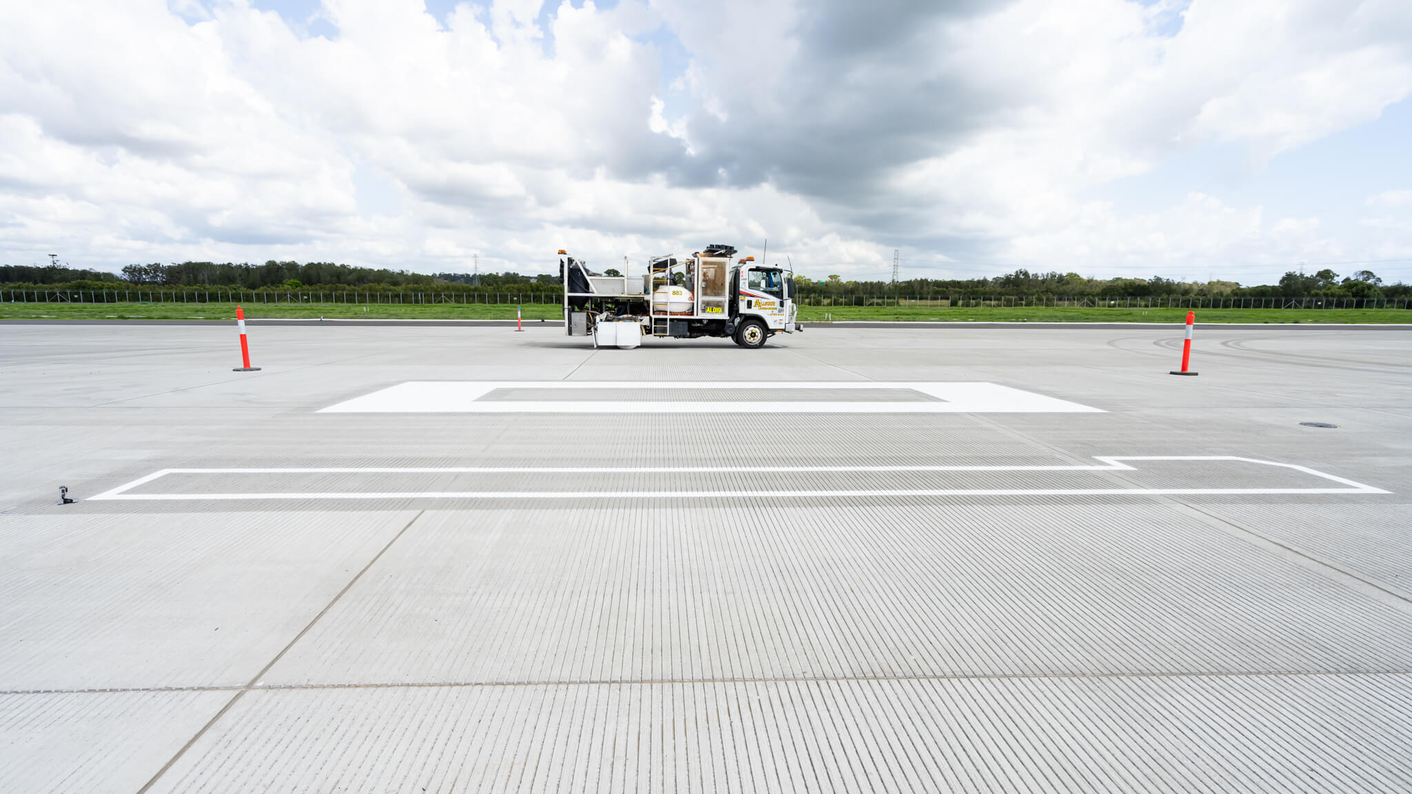 a truck on a runway