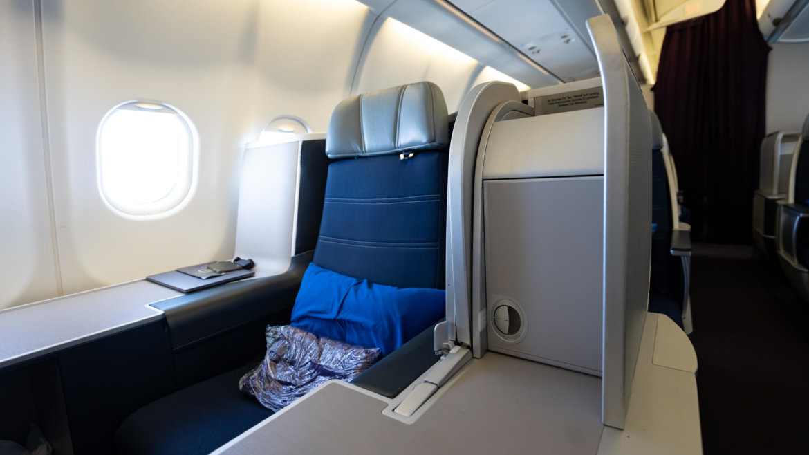 a seat in an airplane