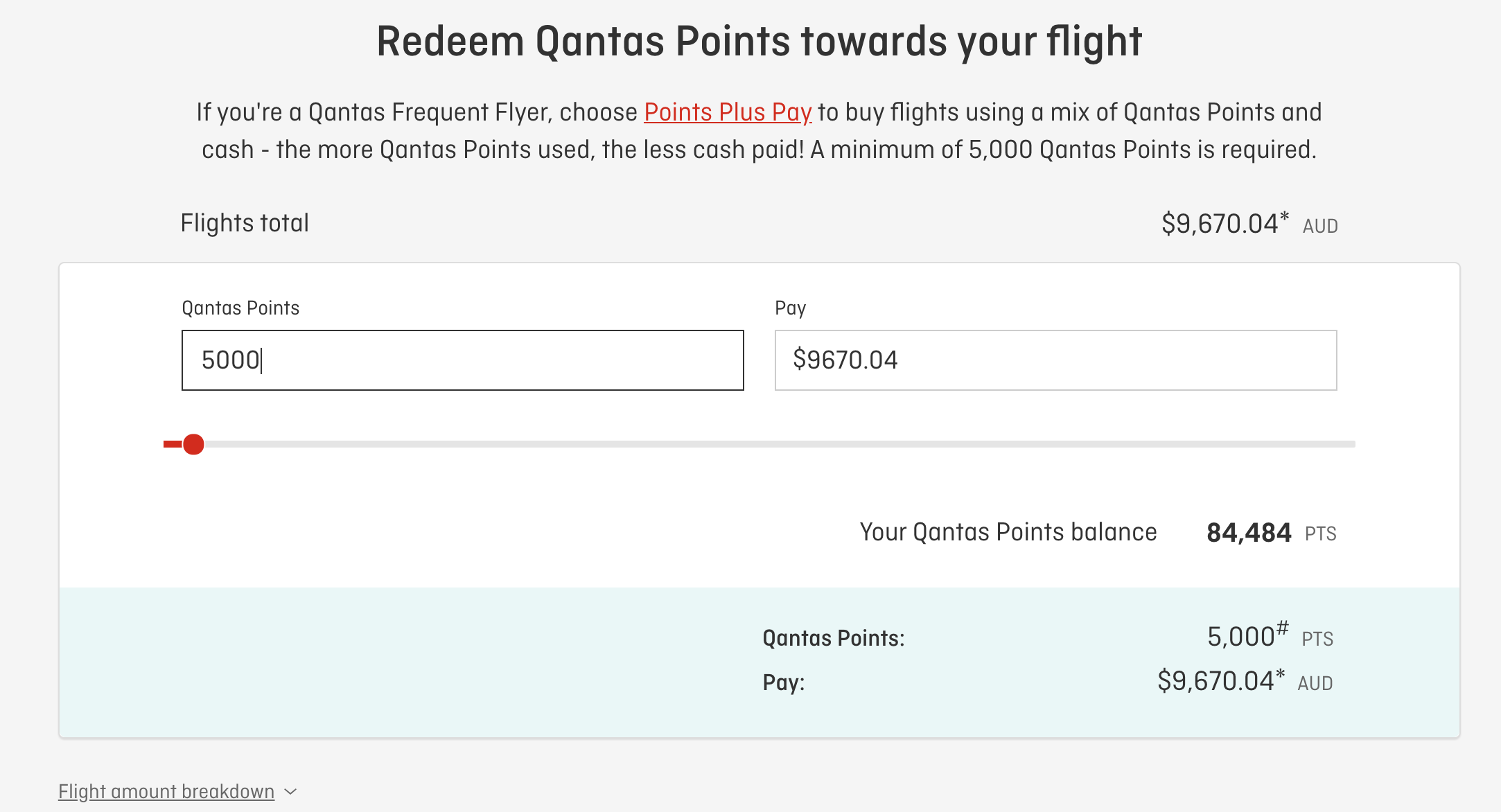 a screenshot of a qantas points