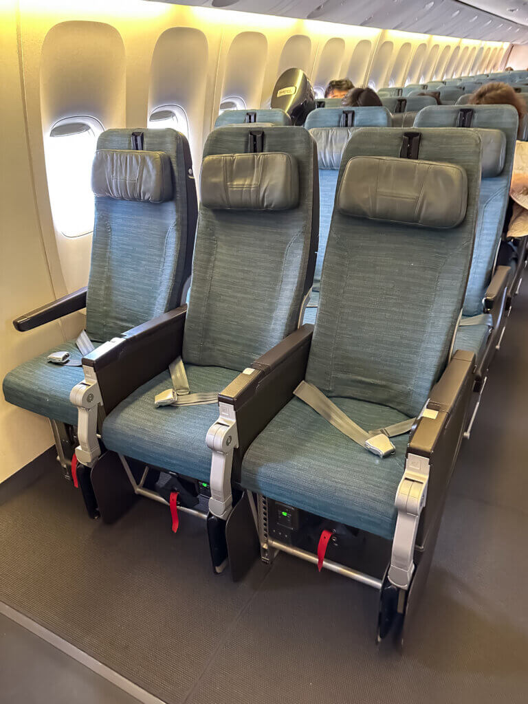 a row of seats in an airplane